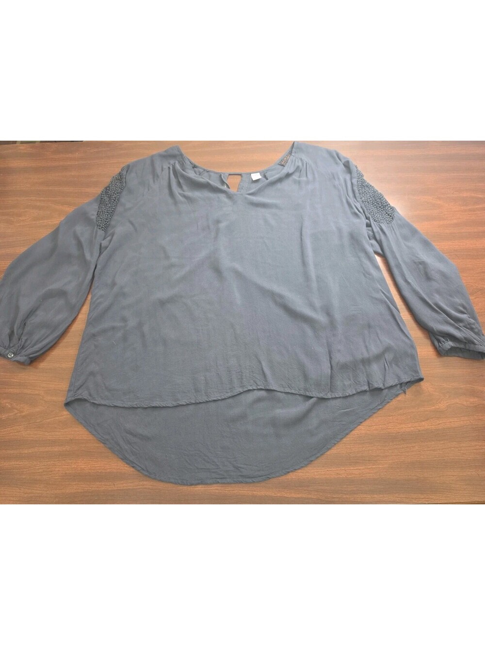 Old Navy Blue Gray Hi Low Blouse XXL Plus Size Casual Boho Chic Effortless Daily